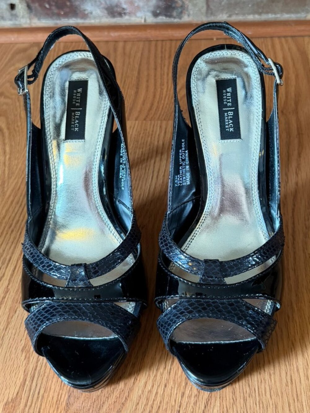 White House Black Market Vera Slingback Stiletto Pumps • Black • Size 7.5 - Picture 8 of 12